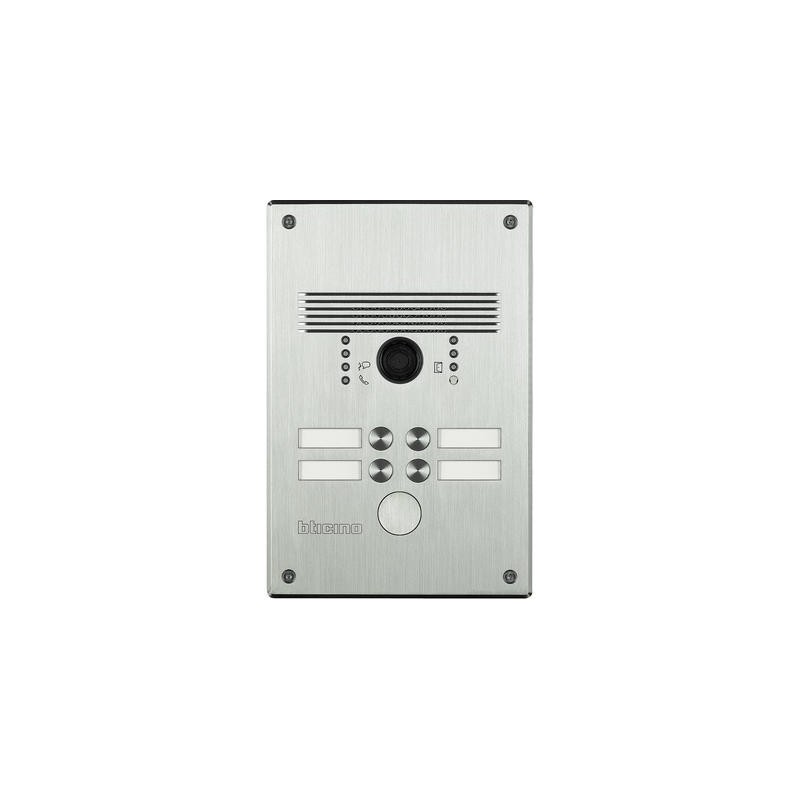                         Platine monobloc antivandale à bouton poussoir - Linea 300 - 2-4 appels - façade alu