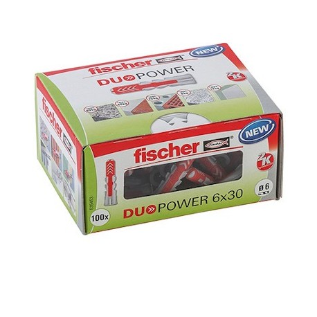Cheville + Vis Duopower bi-matière 6 x 30 mm Fischer, x50