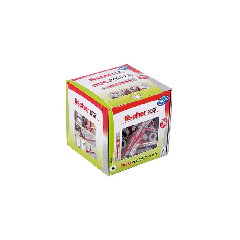                         Cheville bi-matière - DUOPOWER - 8x65 - Sans vis - Boite à fenêtre - Boîte de 50
