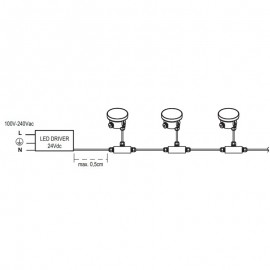 Alimentation pour lampe encastrable orientable Tras LED Faro - 100/240V - On/Off
