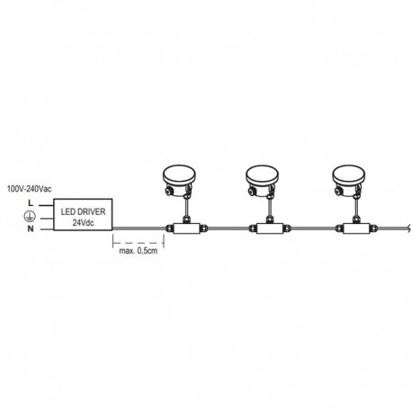 Alimentation pour lampe encastrable orientable Tras LED Faro - 100/240V - On/Off