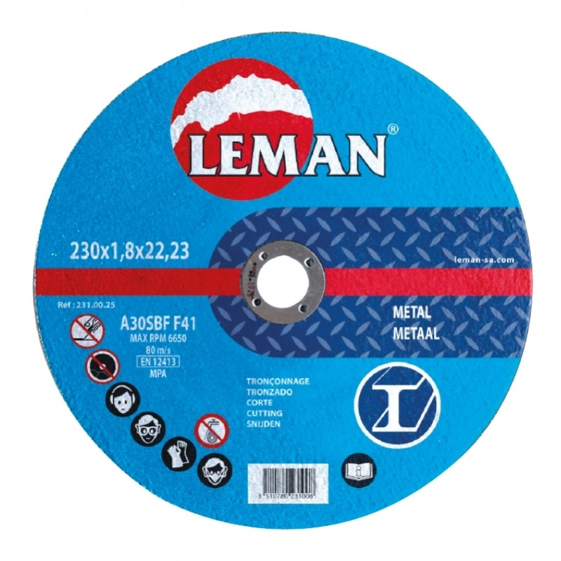                         Disque de tronçonnage Métal - Leman SA - Corindon - Plat - ø230mm - Ep. 1,8mm