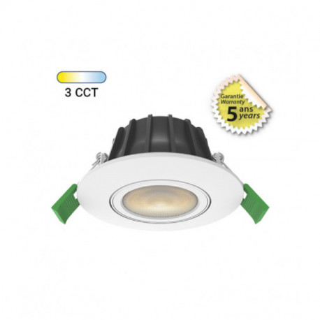 Spot LED orientable CCT BBC Vision El - 8W - 2700 à 4000K - Rond - Blanc