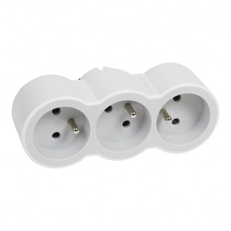 Fiche multiprises Legrand - 3x2P+T frontales 16A - 3680W - Blanc/Gris