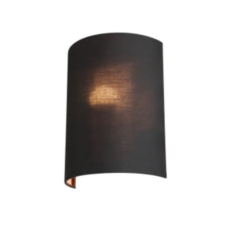                         Demi abat-jour rond Fenda SLV - Ø 230mm - H 305mm - Textile - Noir et cuivre