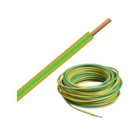 FIL - H07 VU - 1,5mm² - VERT/JAUNE - (bobine de 100m)