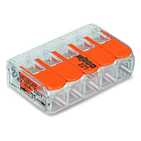 CONNECTEUR - 5 FILS - SOUPLE/RIGIDE - 0,5 A 4² - (la boite de 25)
