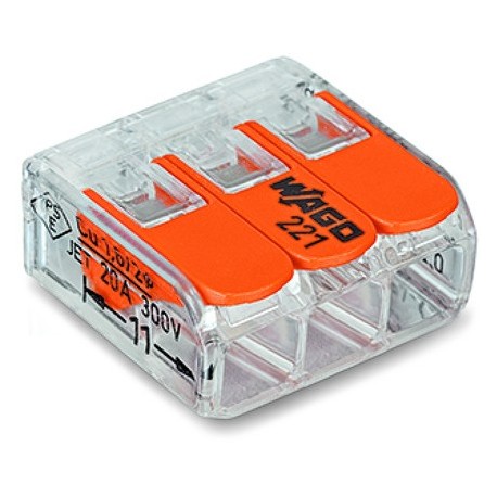 CONNECTEUR - 3 FILS - SOUPLE/RIGIDE - 0,5 A 4² - (la boite de 50)