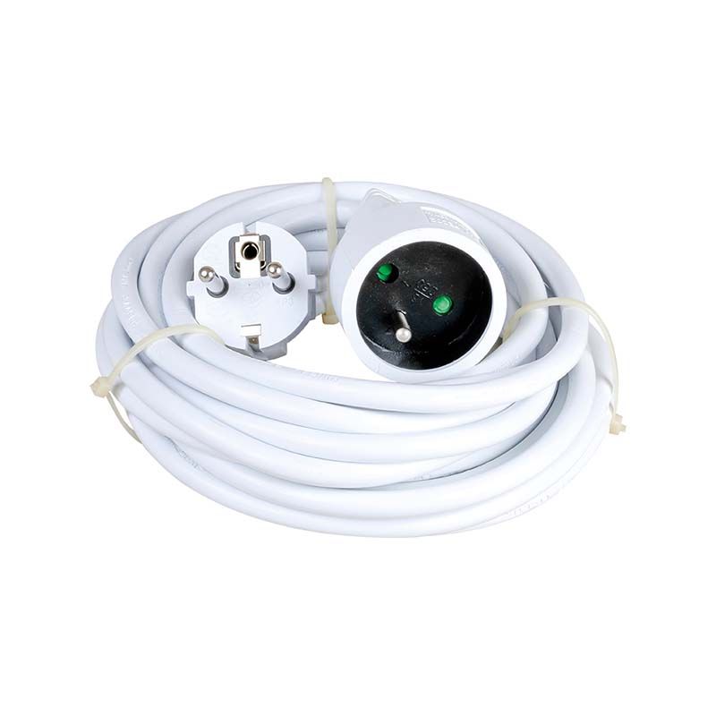                         RALLONGE AVEC FICHE MALE ET FEMELLE 2P+T EN 3M BLANC