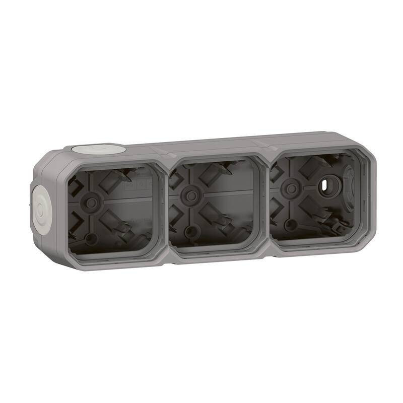                         Boîtier étanche Plexo Legrand - Pour montage saillie - 3 postes - Gris - 069680L