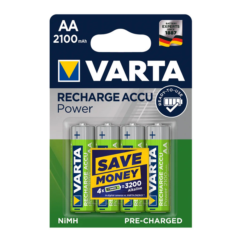                         Lot de 4 accumulateurs type AA/R06 - 2100mAh - 1,25V - Pré-chargé