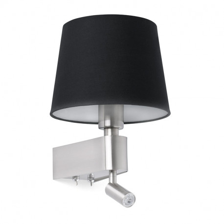 APPLIQUE + LISEUSE ROOM - E27/3W - 830 - NICKEL - ABAT JOUR - NOIR