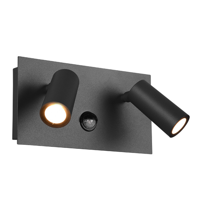                         SPOT DOUBLE APPLIQUE LED 2X3W 830 2X420LM NOIR MAT IP54 AVEC DETECTEUR