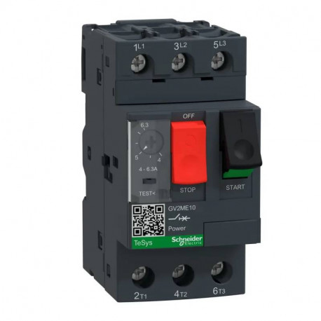 DISJONCTEUR MOTEUR - MAGNETOTHERMIQUE - 3P - 4 a 6,3A