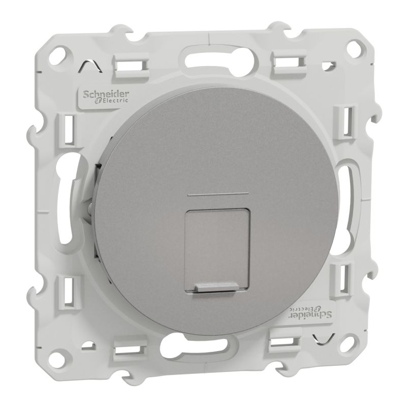                         Prise multimédia RJ45 Grade 3 Odace -Cat. 6 STP - Aluminium