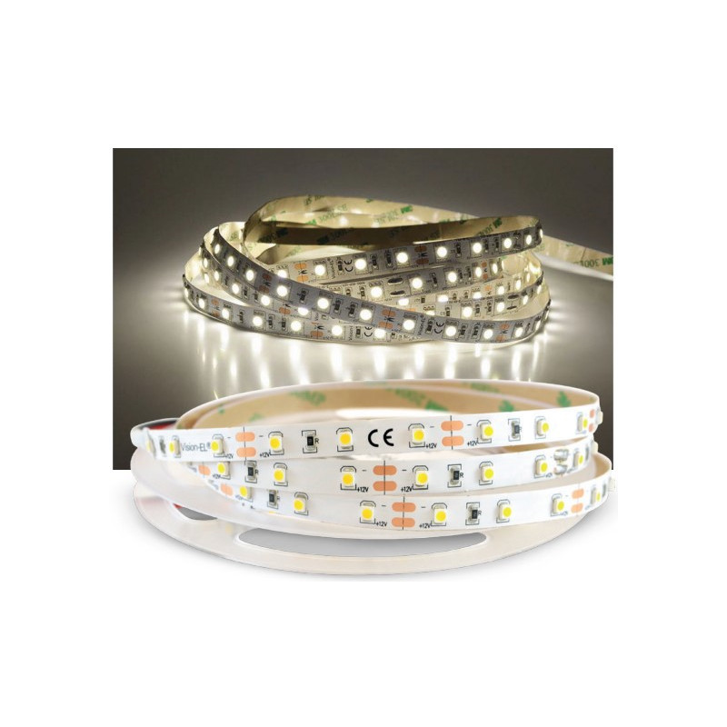                         100406 - Ruban LED non gainé Miidex - 5m - 5W/m - 12V - 3000K - IP20 - Dimmable