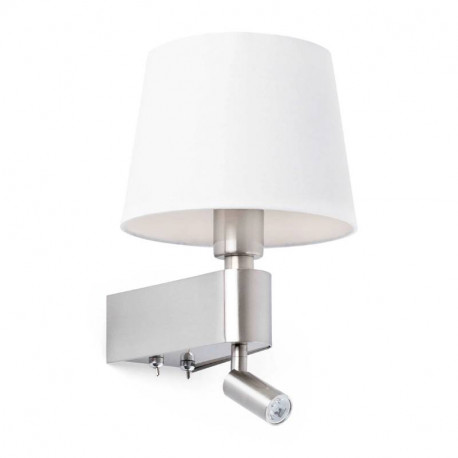 APPLIQUE + LISEUSE - ROOM - E27/3W - 830 - NICKEL - ABAT JOUR - BLANC