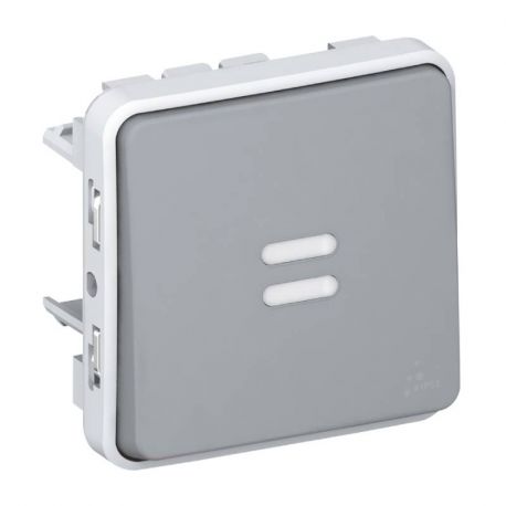 Va et vient lumineux Plexo IP55 - Composable saillie ou encastré - Gris