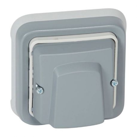 Sortie de câble 20A avec bornier Plexo IP55 - Complet encastré - Gris
