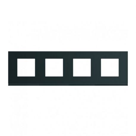 Plaque Hager Gallery - Horizontale - 4 postes - Noir Night - Entraxe 71mm