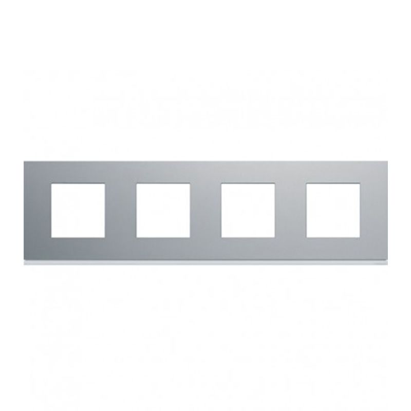                         Plaque Hager Gallery - Horizontale - 4 postes - Titane - Entraxe 71mm