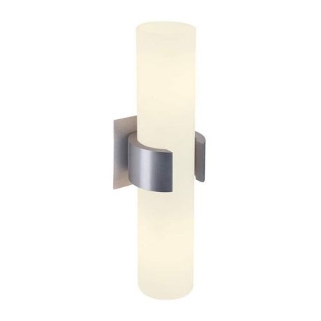 Applique DENA 2 E14 230V 40W x2 aluminium brosse et verre satine