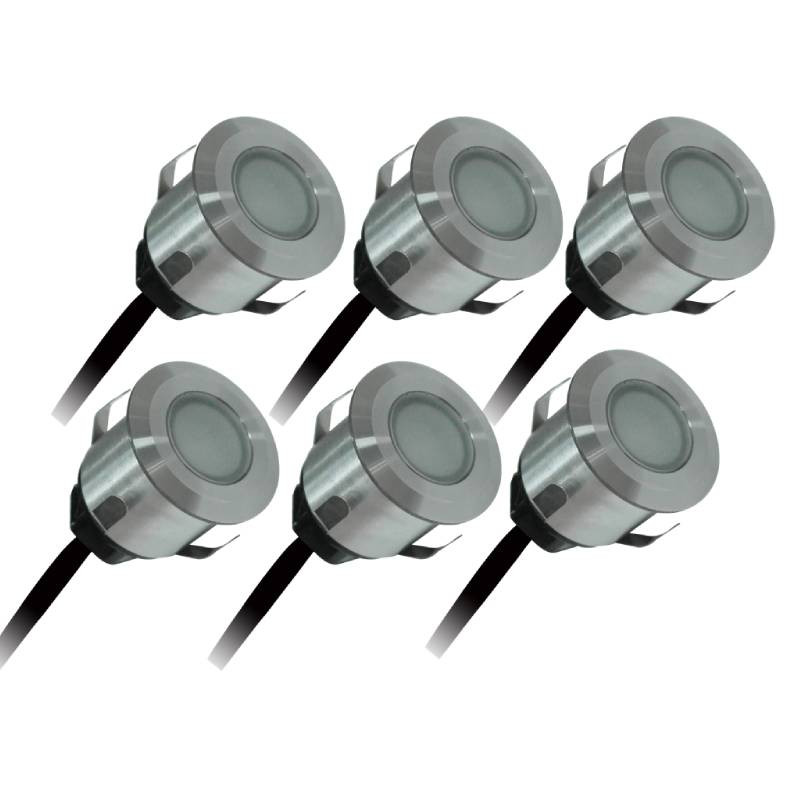                         500606 - Lot de 6 spots à encastrer Patio V2 Arlux - Ø 35mm - 4.5W - 3000K - Inox