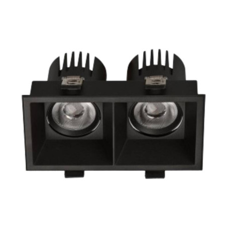SPOT LED - 2x12W - 827 - 2320LM - RECTANGLE - NOIR - IP44 - CLII - 85x157