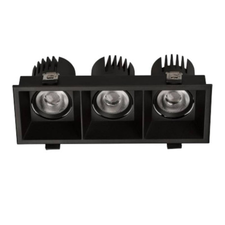 SPOT LED - 3x12W - 830 - 3780LM - RECTANGLE - NOIR - IP44 - CLII - 85x220