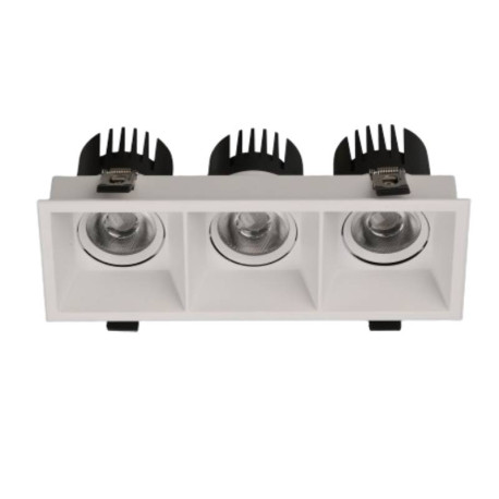 SPOT LED - 3x12W - 830 - 3780LM - RECTANGLE - BLANC - IP44 - CLII - 85x220