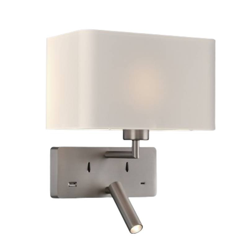                         APPLIQUE + LISEUSE - ROMEO - E27/3W - 830 - NICKEL MAT - ABJ BLANC - USB A/C