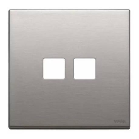 PLAQUE - 2 BOUTONS - EIKON FLAT - NICKEL BROSSE