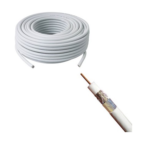 CABLE - ANTENNE TV - COAXIAL - BLANC - (bobine de 100m)