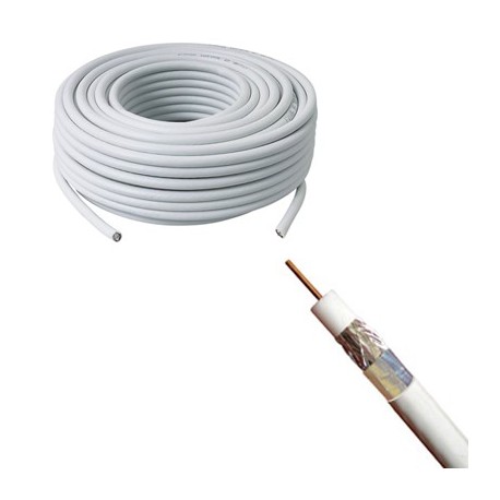 CABLE ANTENNE TV - COAXIAL - BLANC - (bobine de 100m)