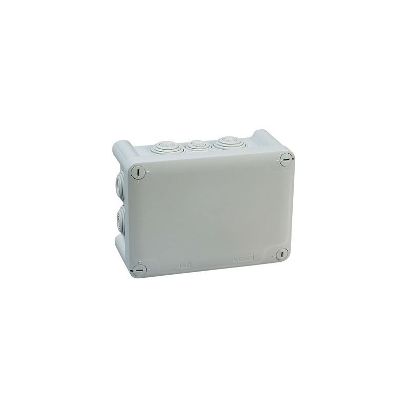                         Boite rectangulaire 220x170x86 étanche Plexo gris - 14 embouts - IP55/IK07 - 750°C