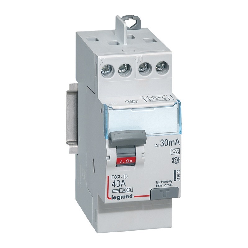                         Interrupteur différentiel DX³ 2P 30mA - ID  - 230V~ - 40A - type A