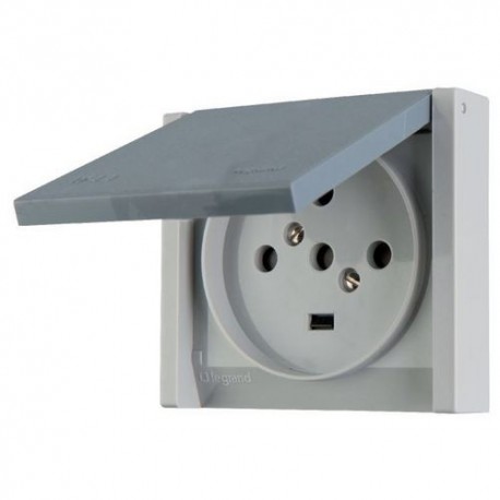 PRISE 3P+N+T - ENCASTRE - 20A - GRIS