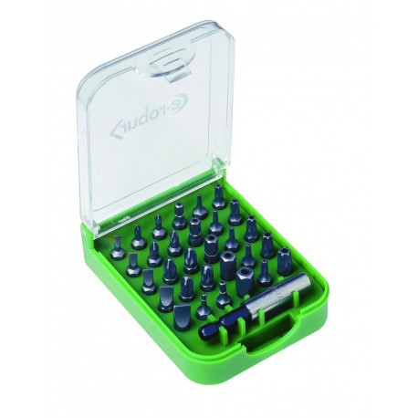 Boîtier de vissage avec 30 embouts 25 mm et porte-embout (Phillips, Pozidriv, Torx, Plats, Hexagonaux)