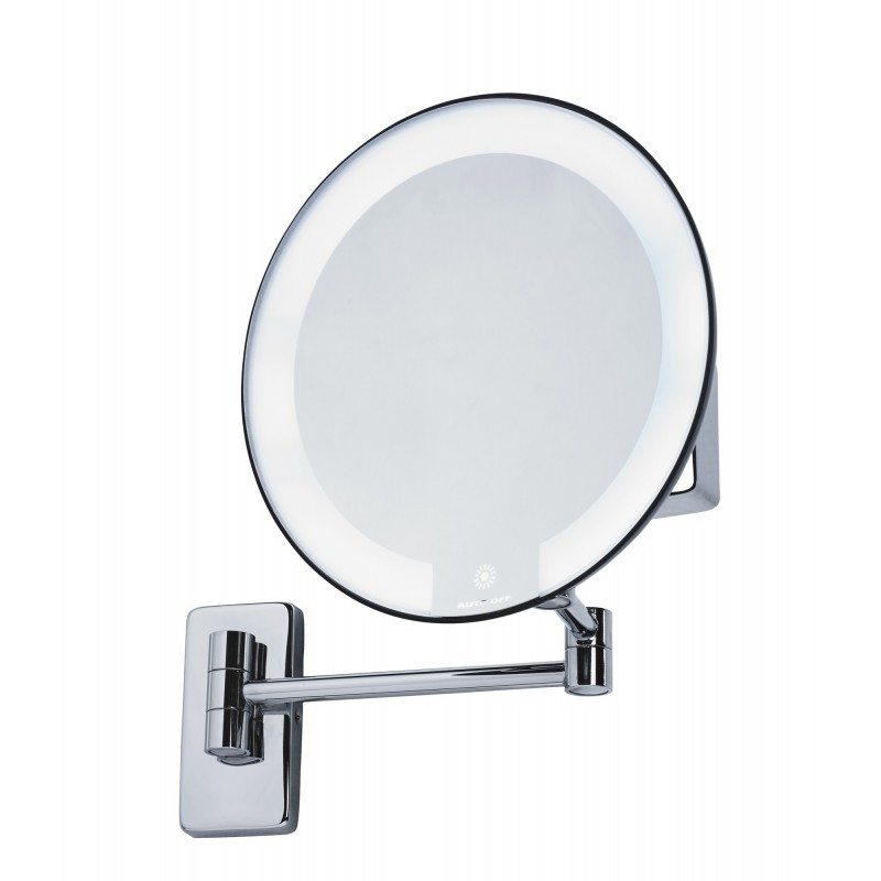                         Miroir Cosmos lumineux grossissant X5 auto-alimenté - Laiton chromé - Pile - tubulaire - Noir  