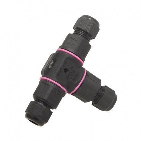 CONNECTEUR CABLE - 3 FILS - FORME EN T - IP68 - 16A