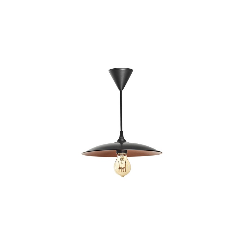                         Suspension Roma - 60W - E27 - Sans ampoule - Noir / Cuivré