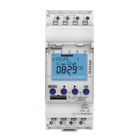 Horloge programmable digitale TR 612 top3 blister - 2 canaux - Blanc