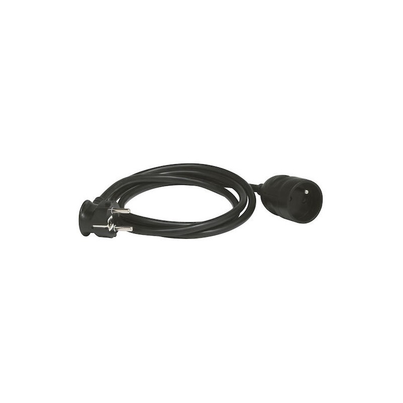                         Rallonge domestique - Prise 2P+T- 16A - Câble 5m - Noir