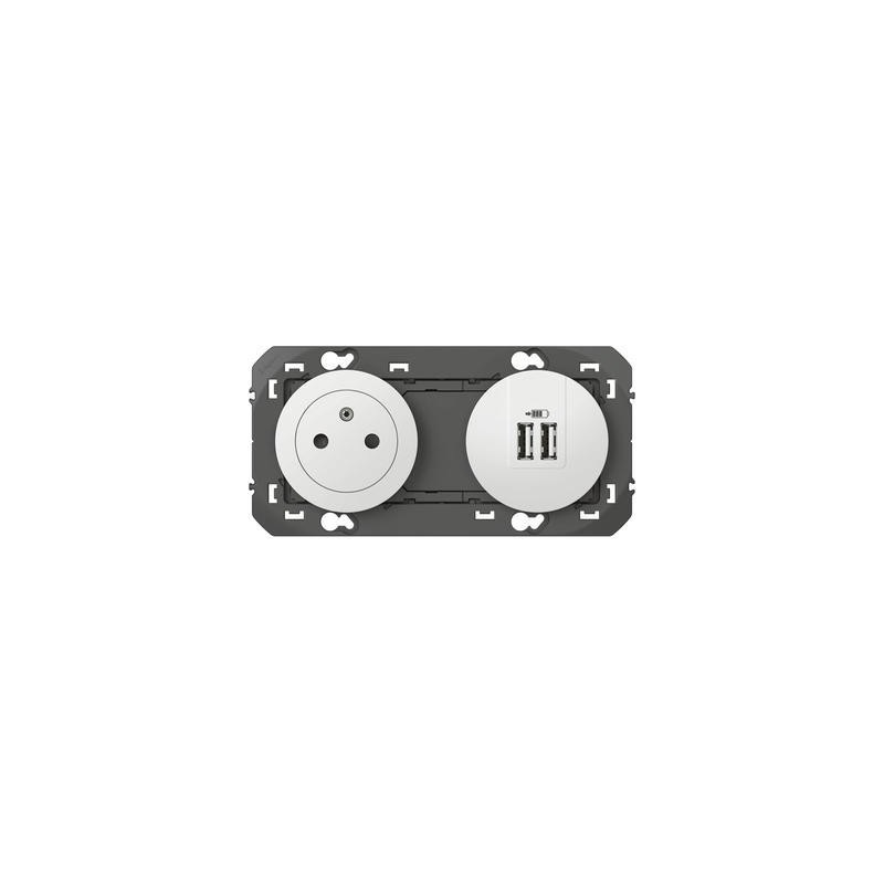                         Prise de courant Surface et Module de charge USB Dooxie - Type A - 3 A - Blanc