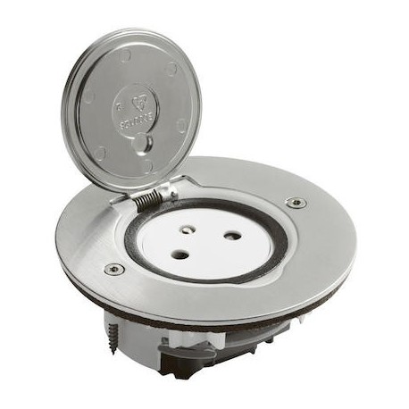PRISE 2P+T - ENCASTRE DE SOL - INOX - RONDE